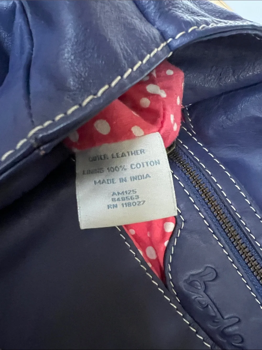 Boden Blue Leather Hobo Slouch Shop Tote Bag 100% Cotton Lining Vintage 90s Y2K